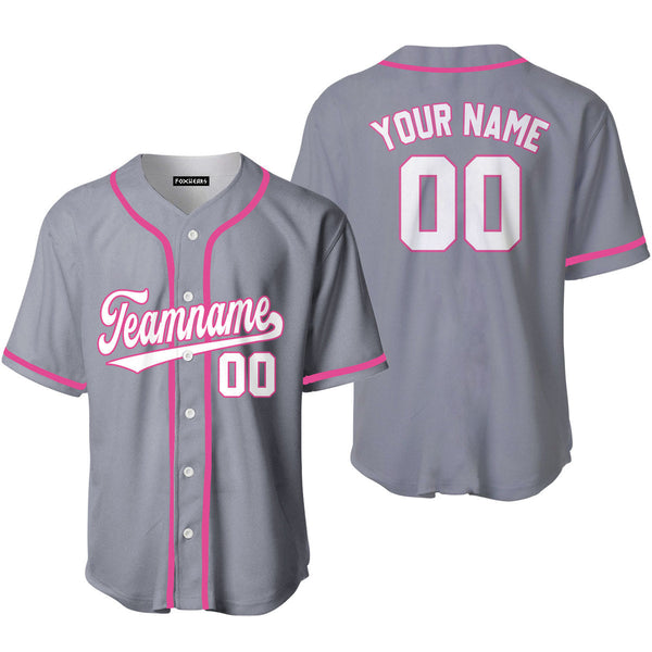 Custom Gray White Pink Custom Baseball Jerseys For Men & Women