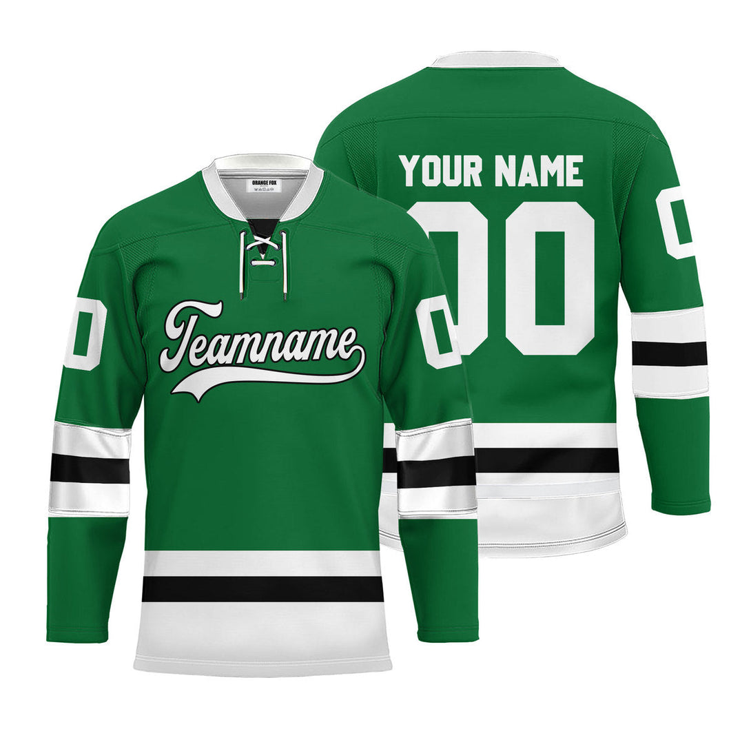 Custom Green Dallas Lace Neck Hockey Jersey For Men & Women