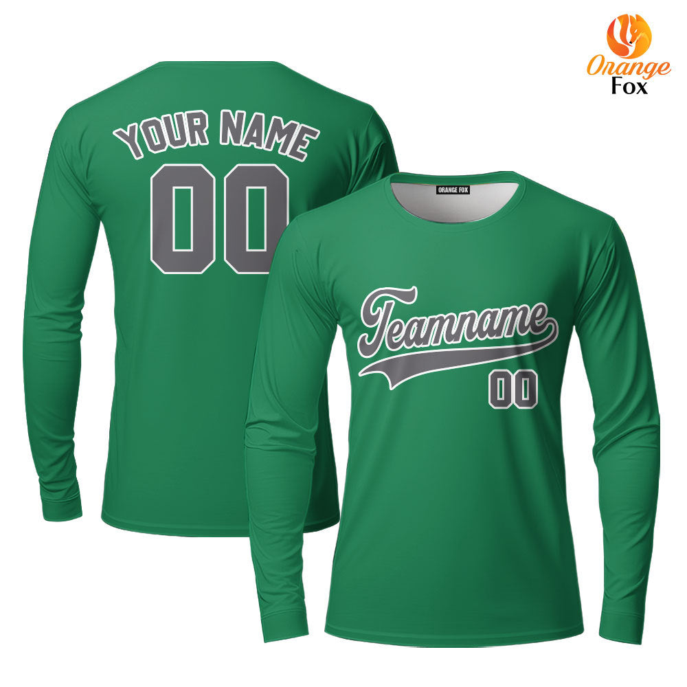 Custom Green Dark Gray - White Custom Long Sleeve T-Shirt For Men & Women