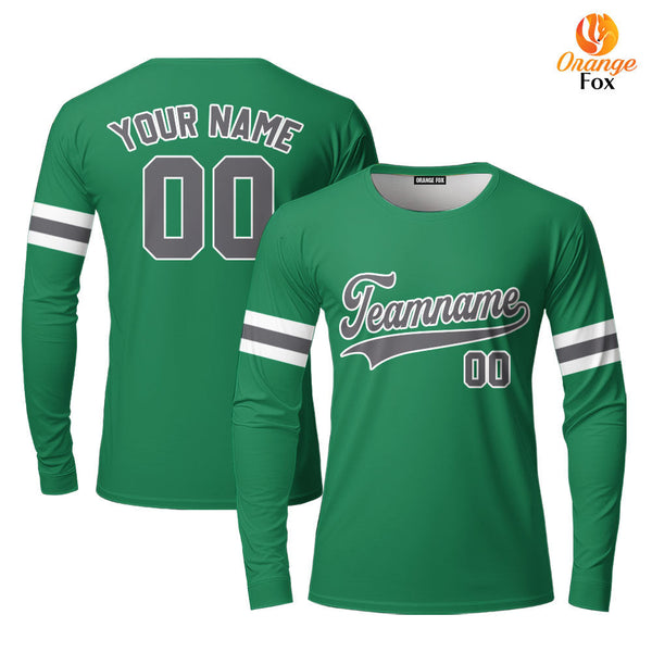 Custom Green Dark Gray - White Custom Long Sleeve T-Shirt For Men & Women