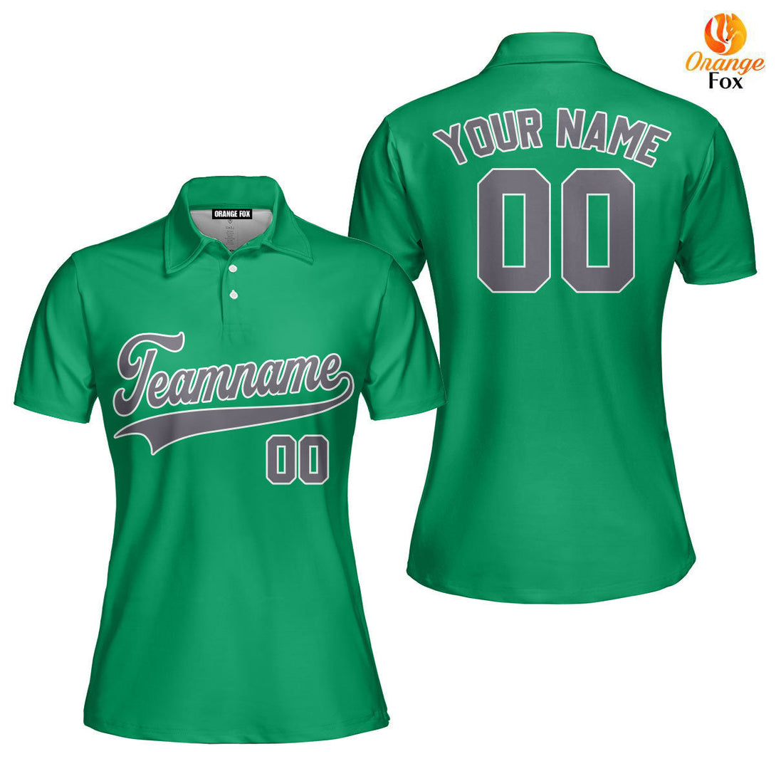 Custom Green Dark Gray - White Custom Polo Shirt For Women