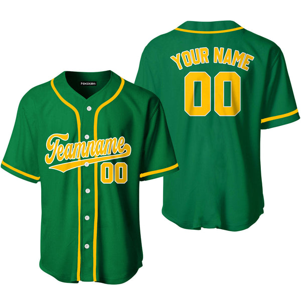 Custom Green Gold White Custom Baseball Jerseys For Men & Women