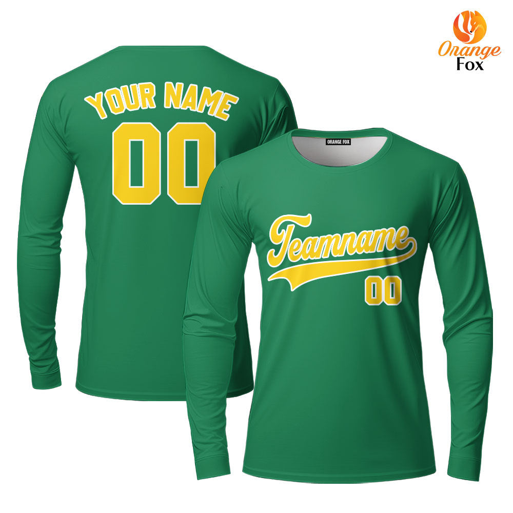 Custom Green Gold - White Custom Long Sleeve T-Shirt For Men & Women