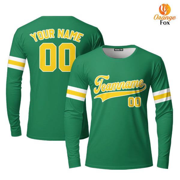 Custom Green Gold - White Custom Long Sleeve T-Shirt For Men & Women