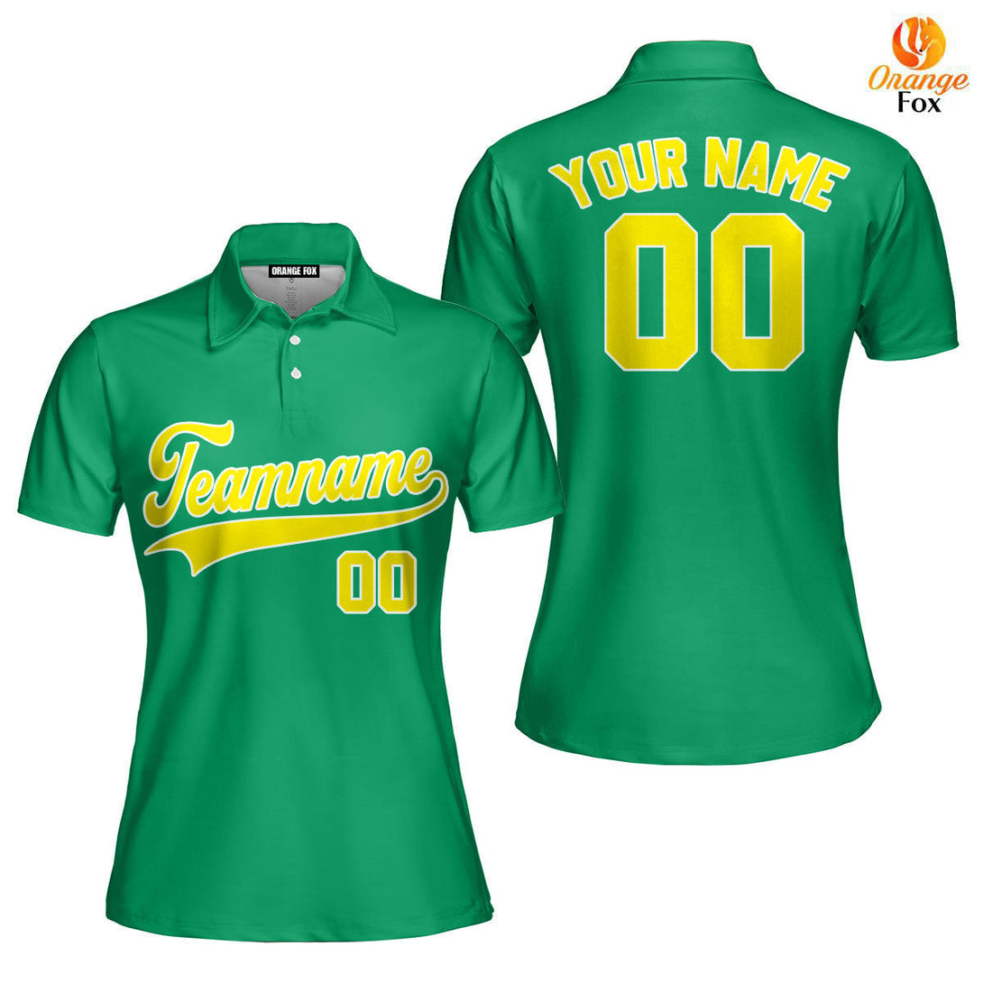 Custom Green Gold - White Custom Polo Shirt For Women