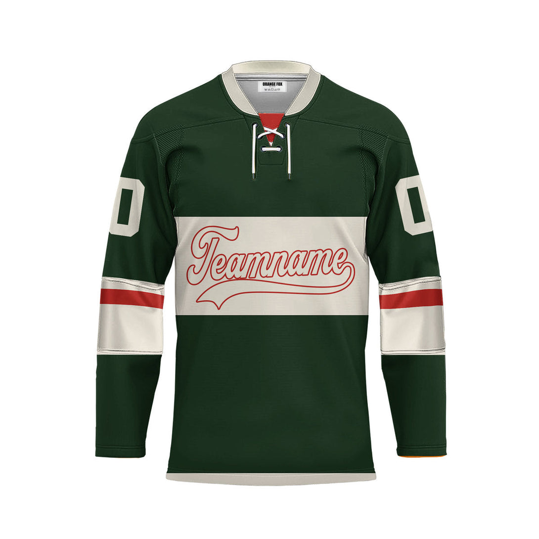 Custom Green Minnesota Lace Neck Hockey Jersey For Men & Women