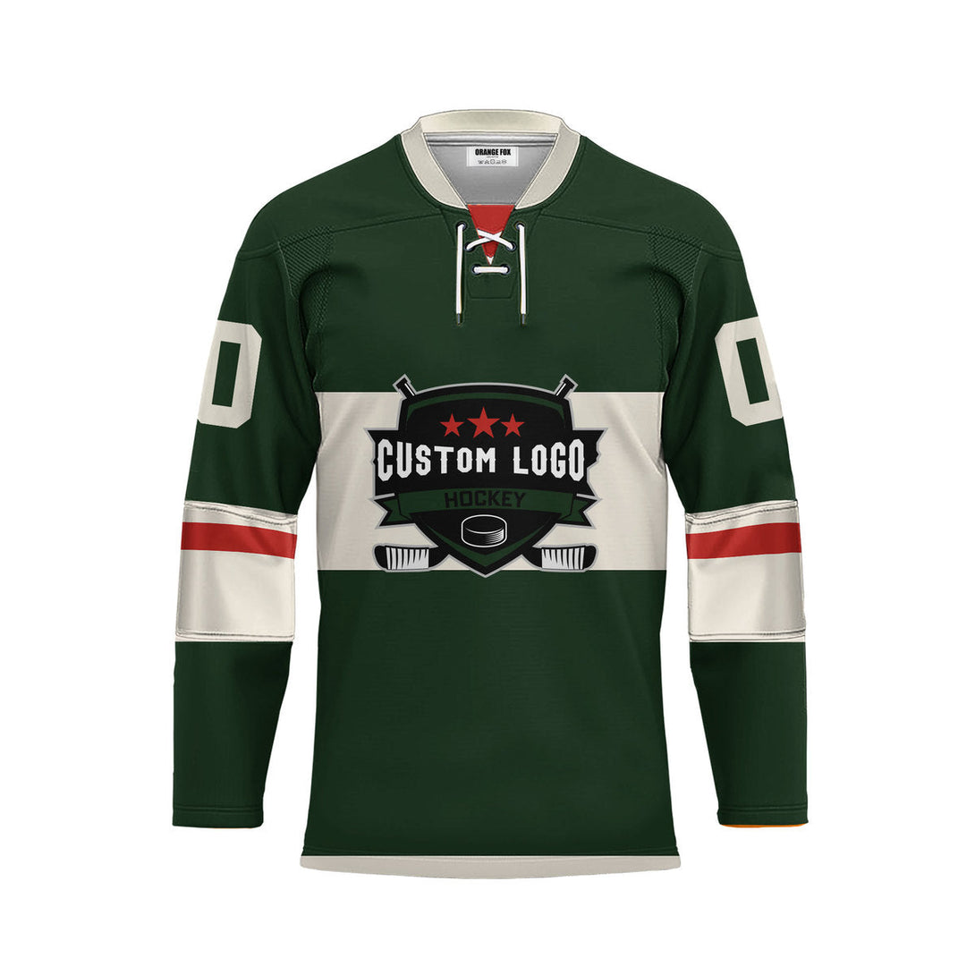 Custom Green Minnesota Lace Neck Hockey Jersey For Men & Women