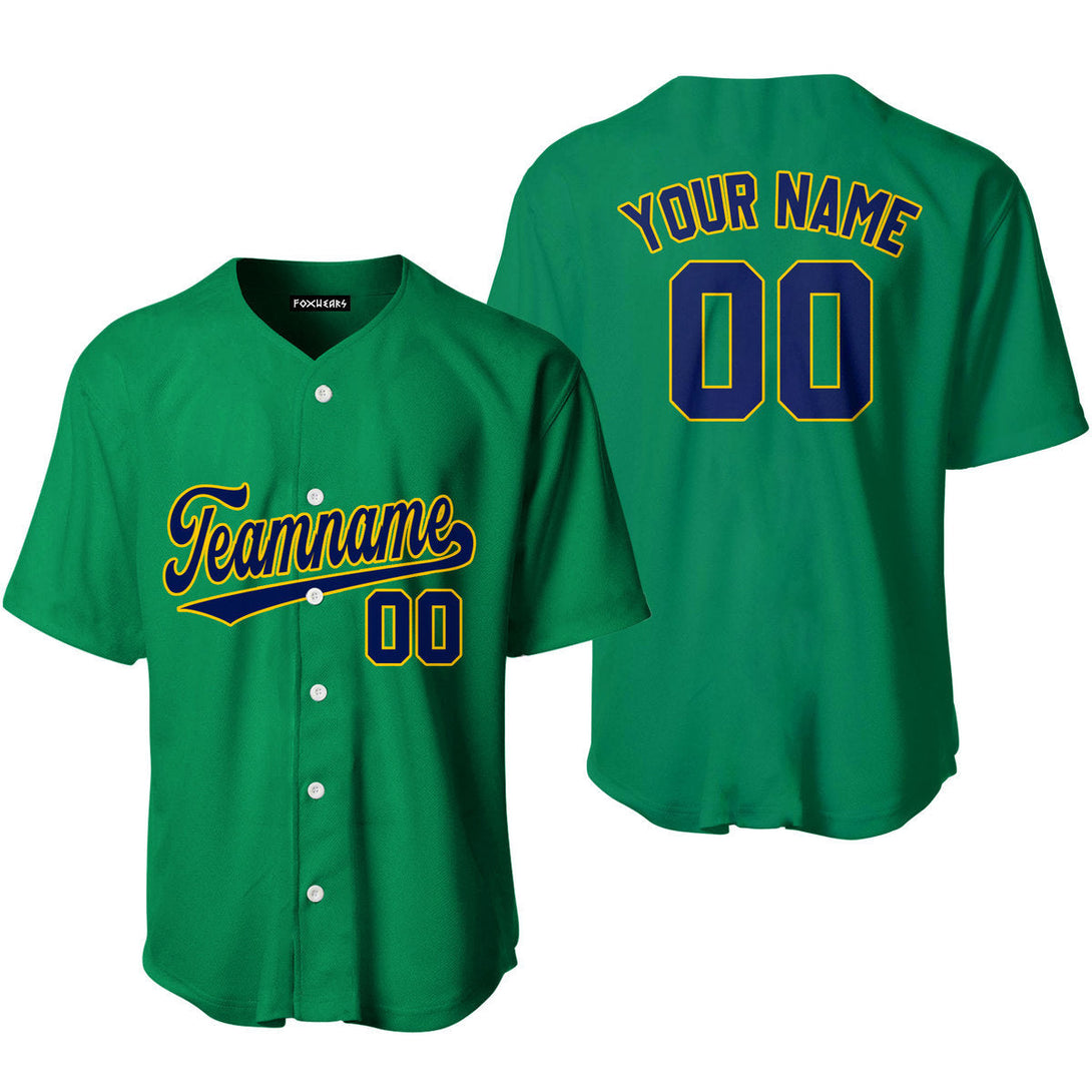 Custom Green Navy Yellow Custom Baseball Jerseys For Men & Women