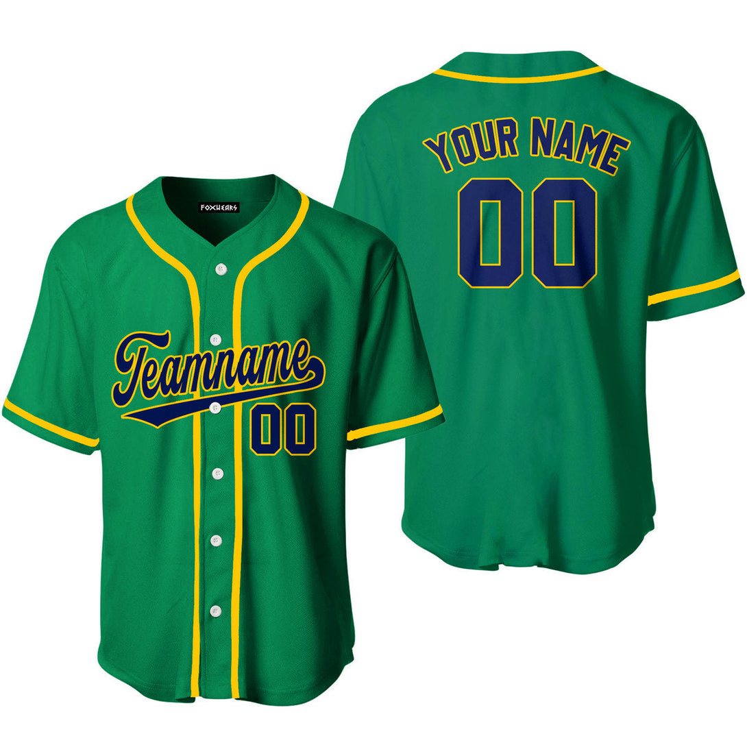 Custom Green Navy Yellow Custom Baseball Jerseys For Men & Women