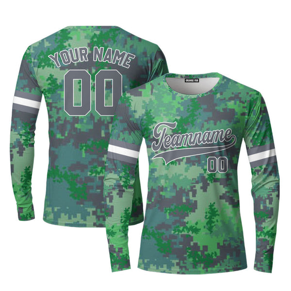 Custom Green Pixel Camo Green Yellow Custom Long Sleeve T-Shirt For Men & Women