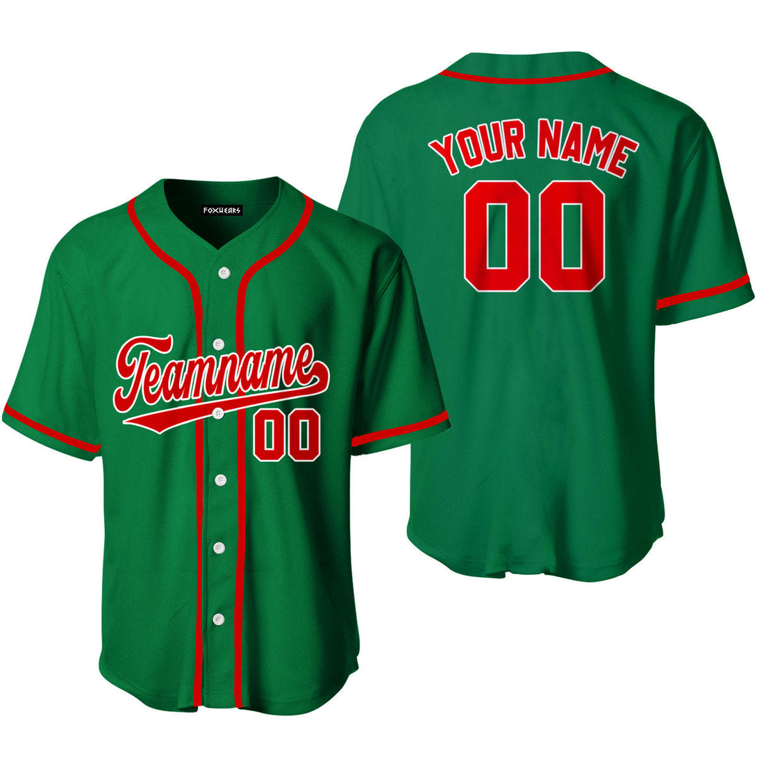 Custom Green Red White Custom Baseball Jerseys For Men & Women