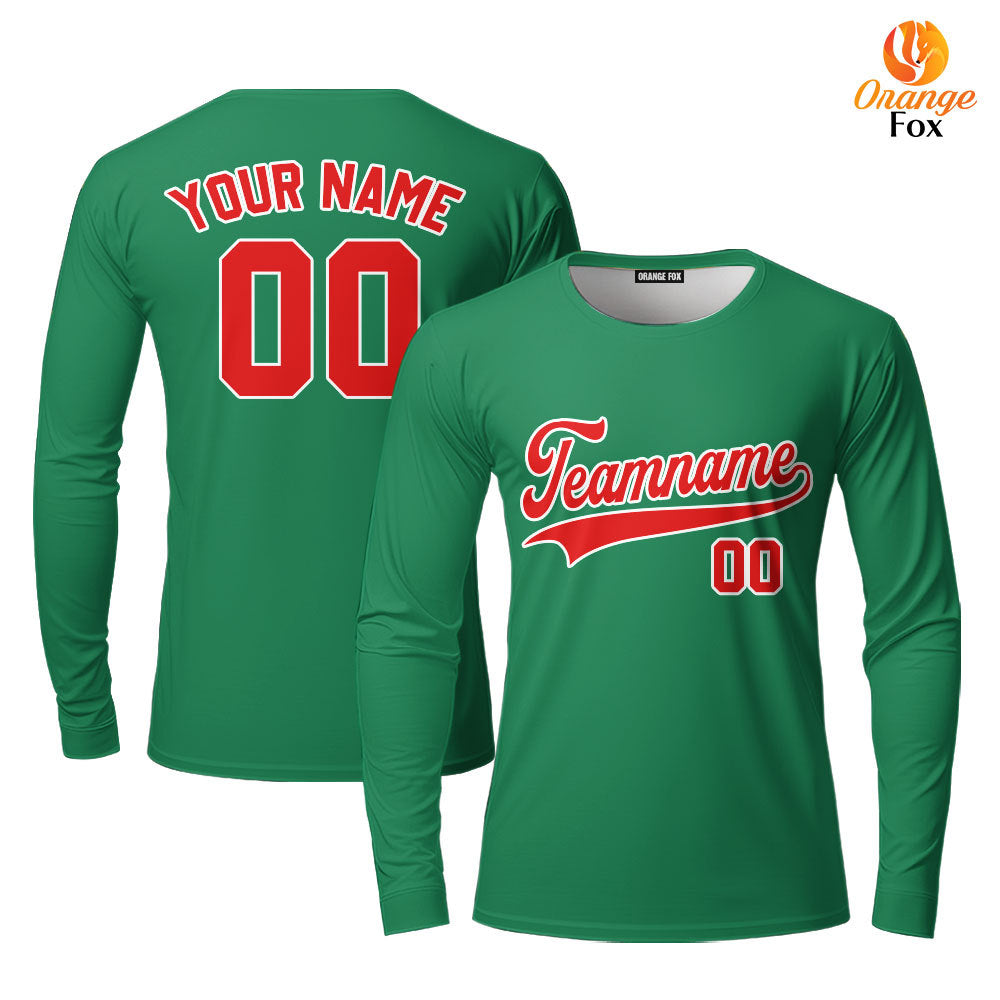 Custom Green Red - White Custom Long Sleeve T-Shirt For Men & Women