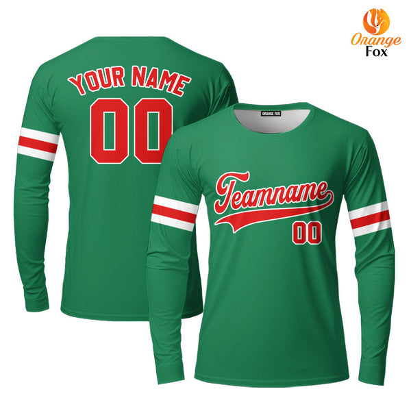 Custom Green Red - White Custom Long Sleeve T-Shirt For Men & Women