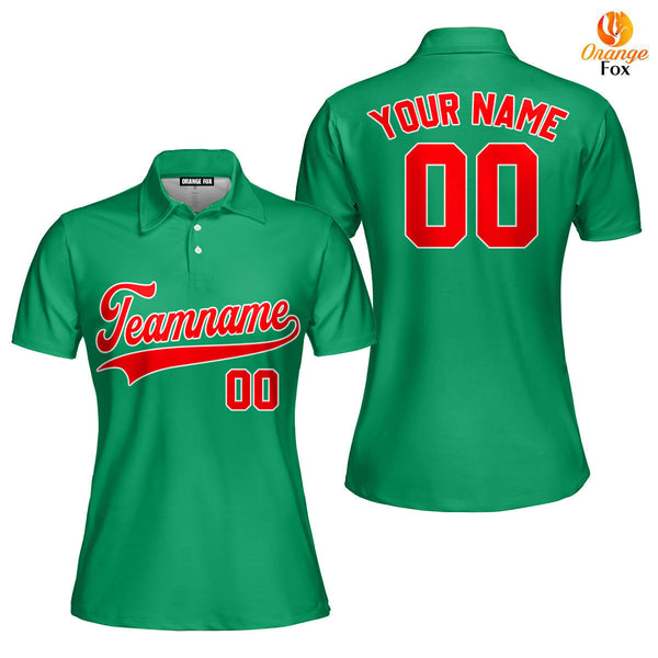 Custom Green Red - White Custom Polo Shirt For Women