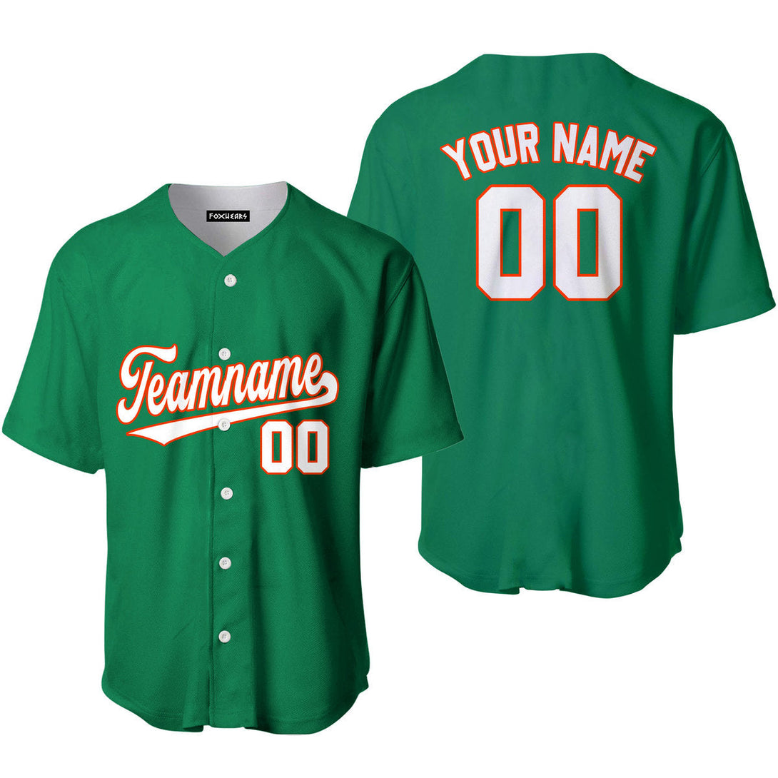 Custom Green White Orange Custom Baseball Jerseys For Men & Women