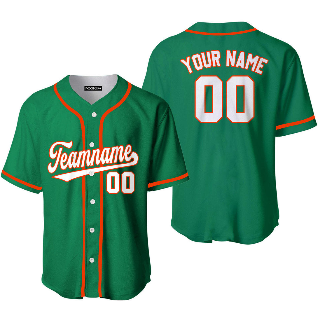 Custom Green White Orange Custom Baseball Jerseys For Men & Women