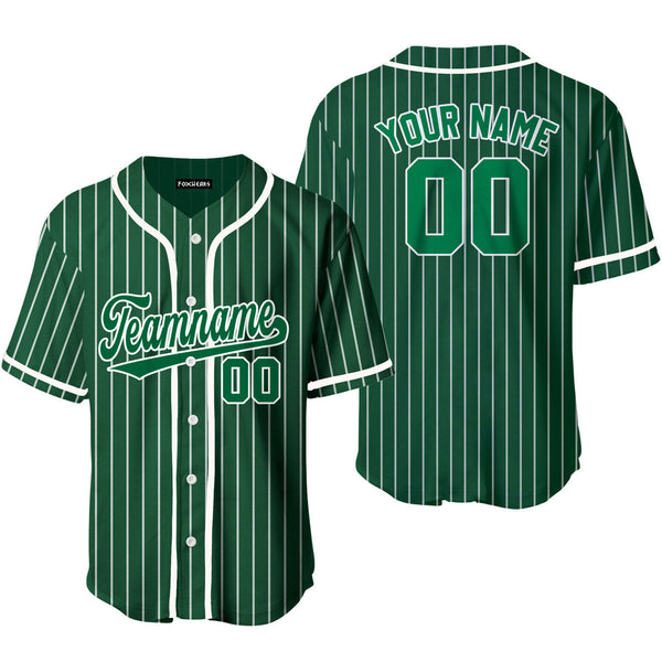 Custom Green White Pinstripe Kelly Green Baseball Jerseys For Men & Women