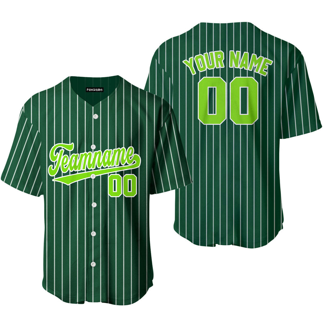 Custom Green White Pinstripe Neon Green Baseball Jerseys For Men & Women