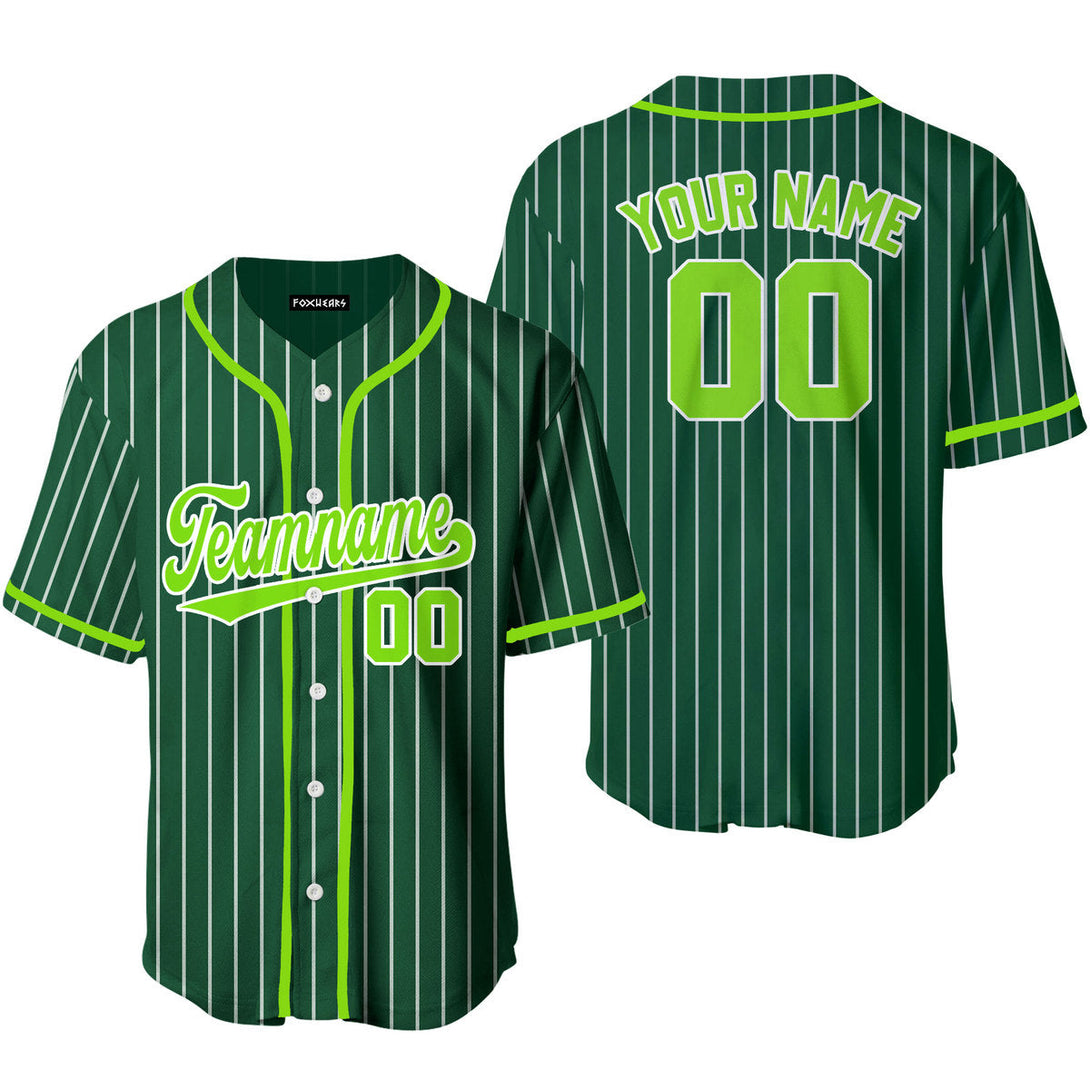 Custom Green White Pinstripe Neon Green Baseball Jerseys For Men & Women