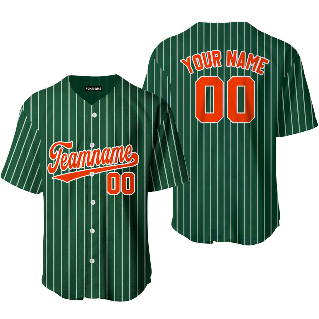 Custom Green White Pinstripe Orange Baseball Jerseys For Men & Women