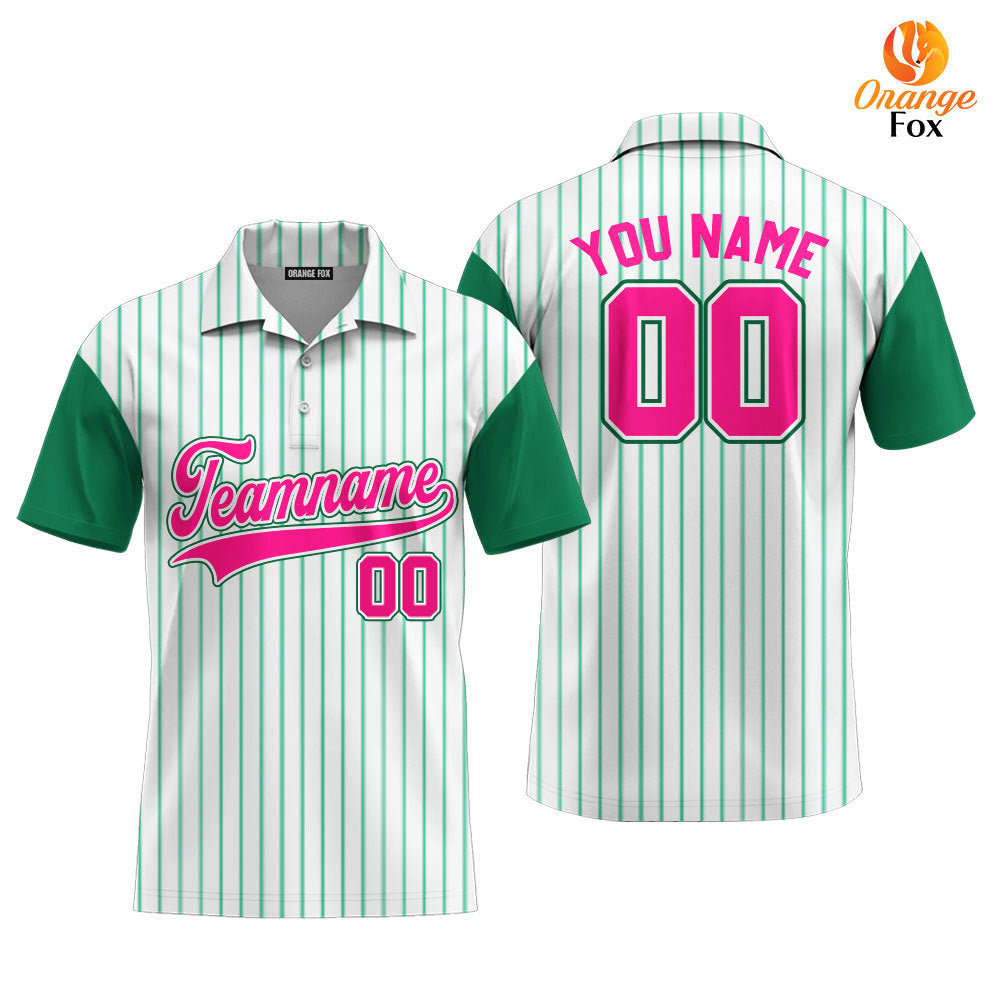 Custom Green White Raglan Pink Black Custom Polo Shirt For Men