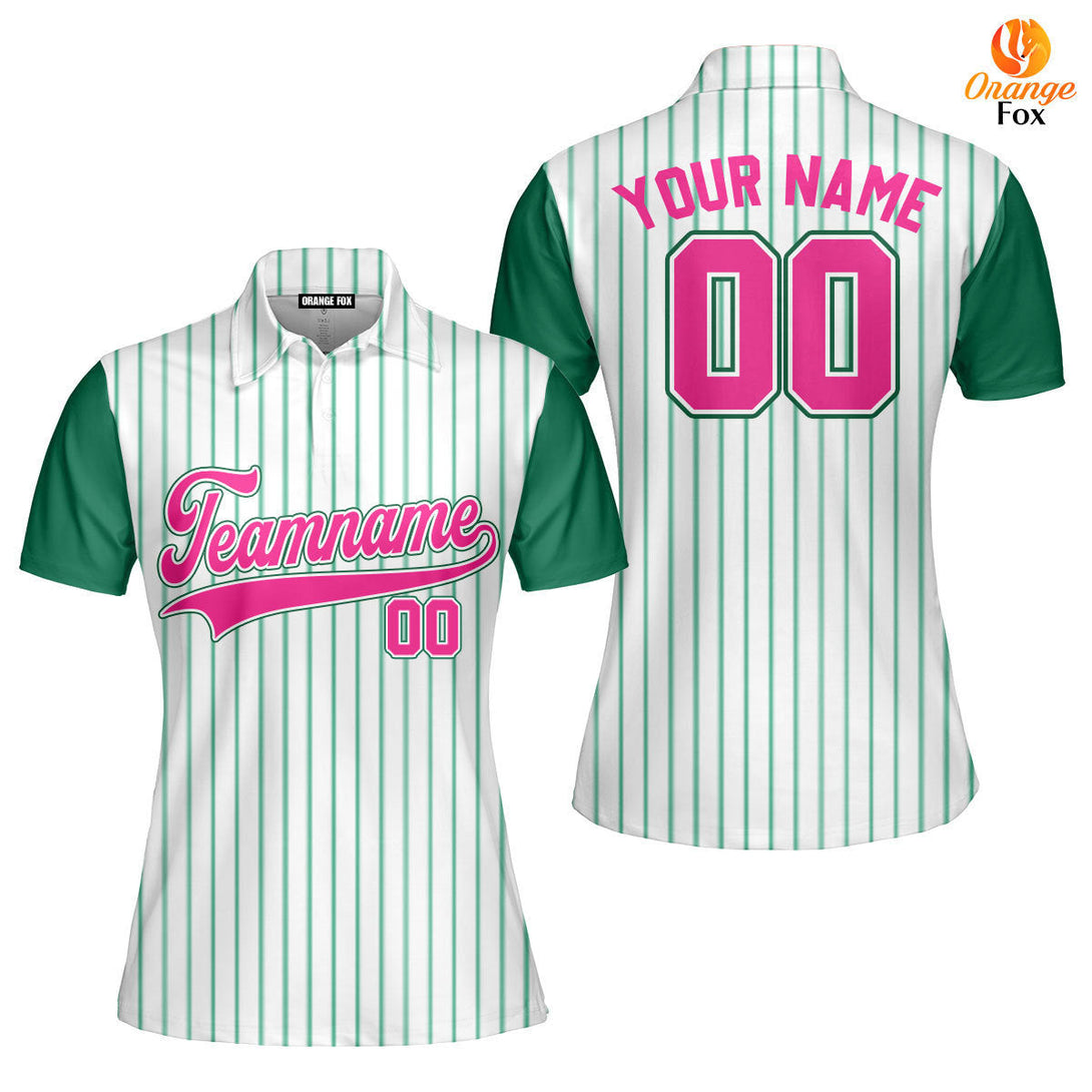 Custom Green White Raglan Pink Black Custom Polo Shirt For Women