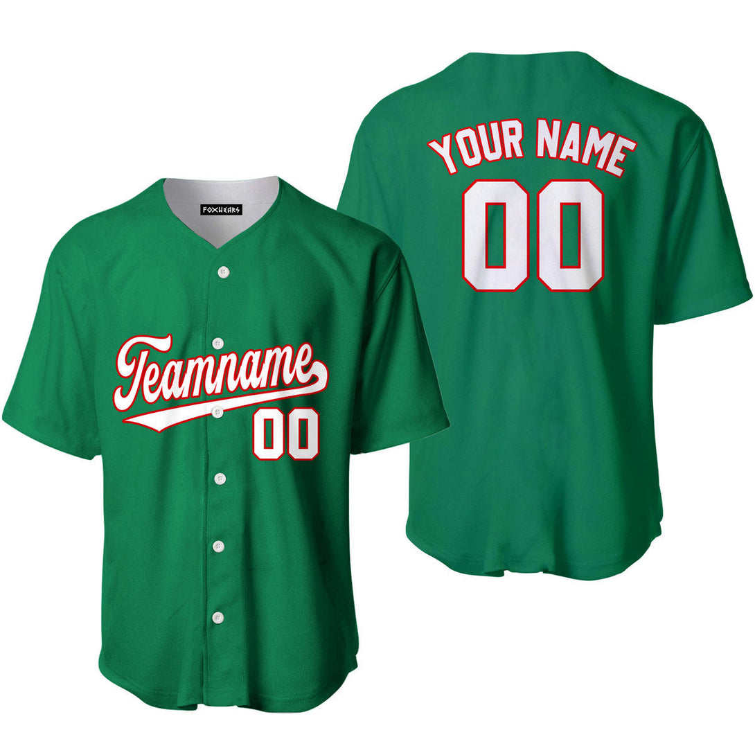 Custom Green White Red Custom Baseball Jerseys For Men & Women