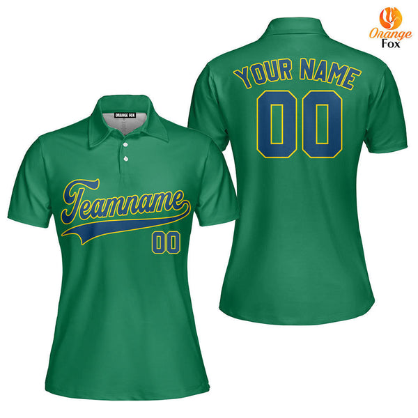 Custom Green Yellow - Navy Custom Polo Shirt For Women