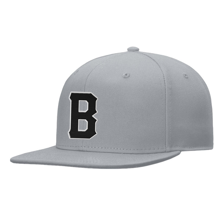 Custom Grey Black And White Stitched Snapback Hat