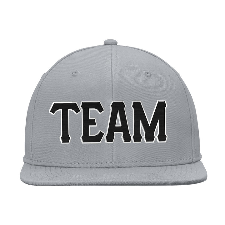 Custom Grey Black And White Stitched Snapback Hat