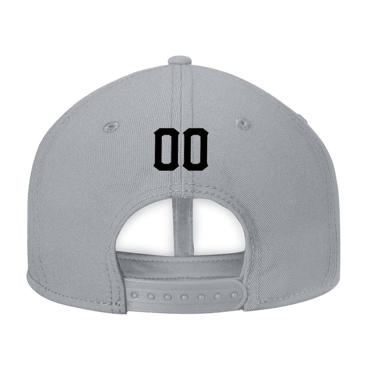 Custom Grey Black And White Stitched Snapback Hat