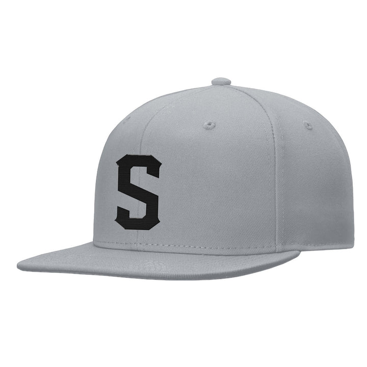 Custom Grey Black Stitched Snapback Hat