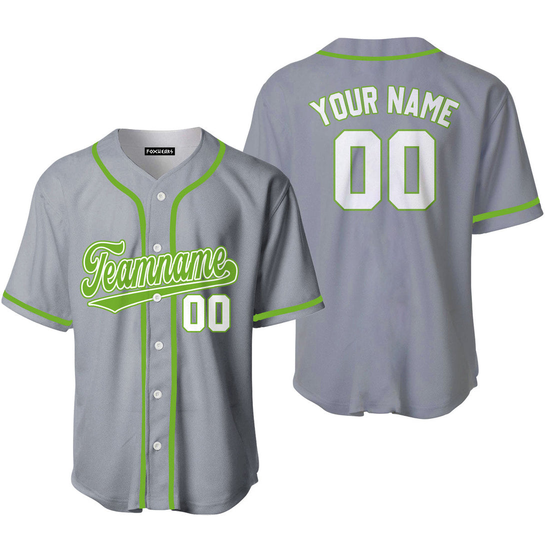 Custom Grey Kelly Green White Baseball Jerseys For Men & Women