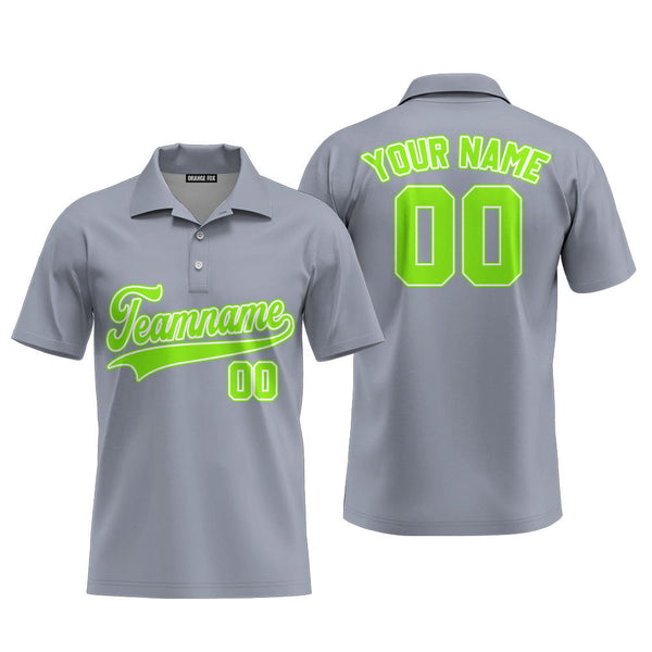 Custom Grey Kelly Green White Custom Polo Shirt For Men