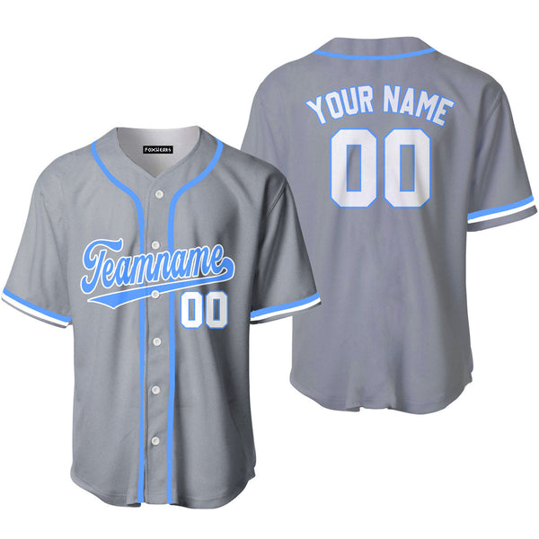 Custom Grey Light Blue White Baseball Jerseys For Men & Women