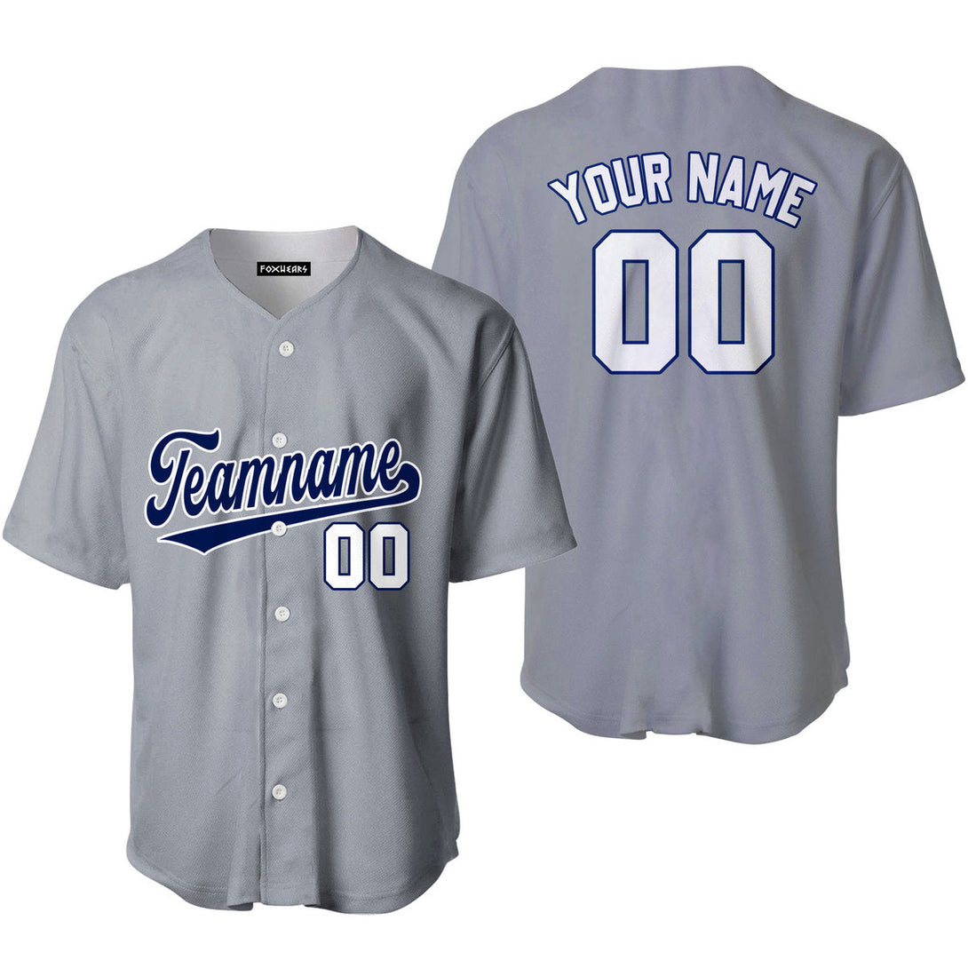 Custom Grey Navy Blue White Baseball Jerseys For Men & Women