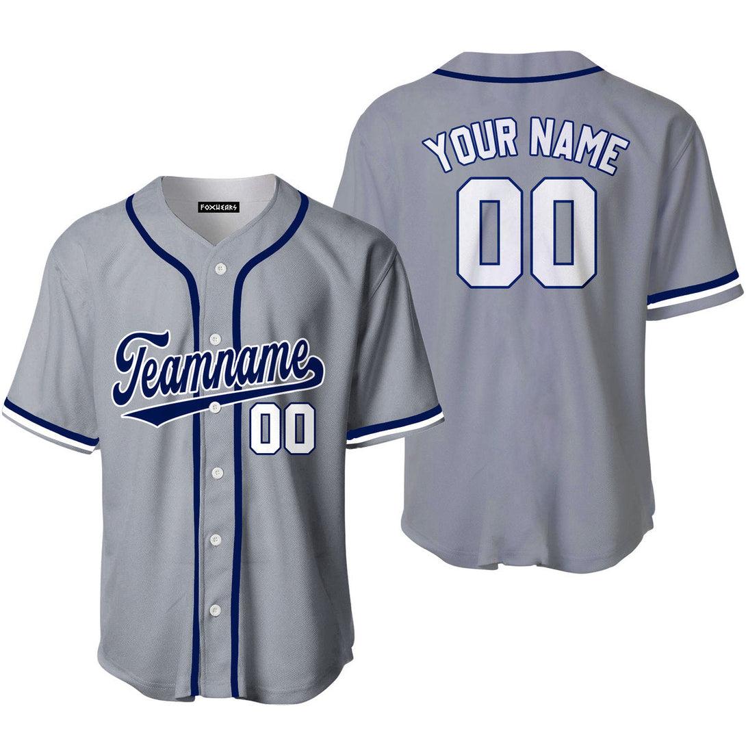 Custom Grey Navy Blue White Baseball Jerseys For Men & Women