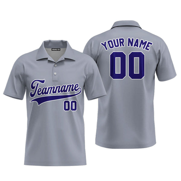 Custom Grey Navy Blue White Custom Polo Shirt For Men