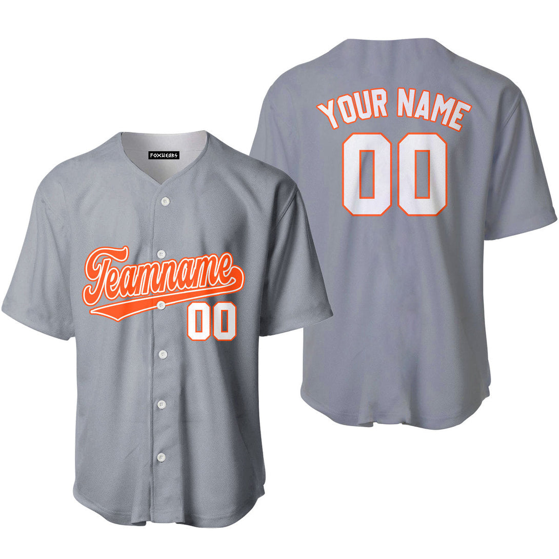 Custom Grey Orange White Baseball Jerseys For Men & Women