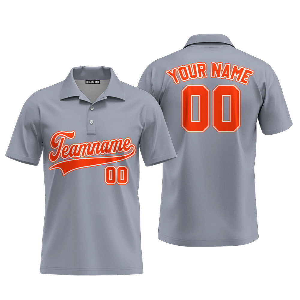 Custom Grey Orange White Custom Polo Shirt For Men