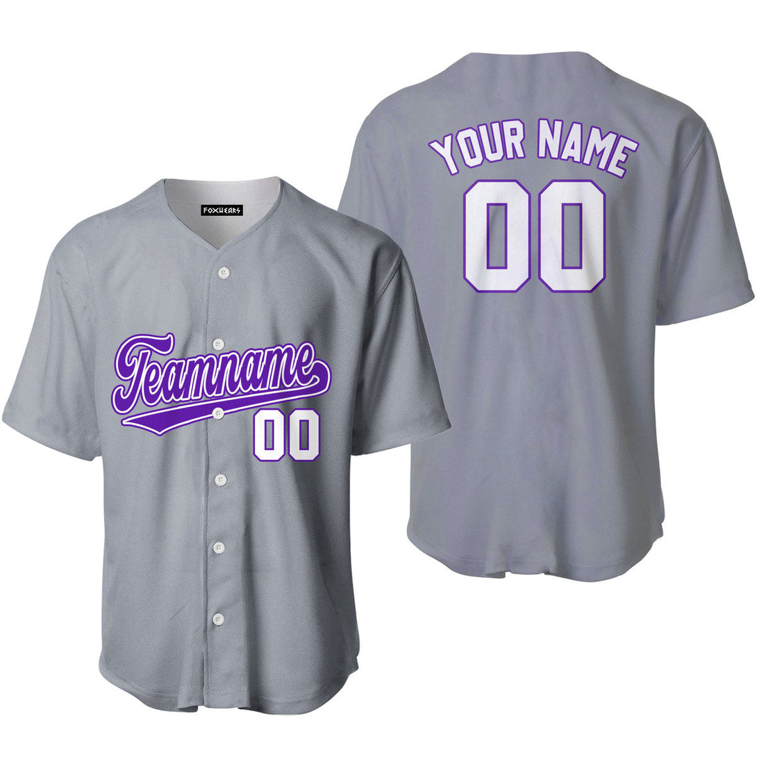 Custom Grey Purple White Baseball Jerseys For Men & Women