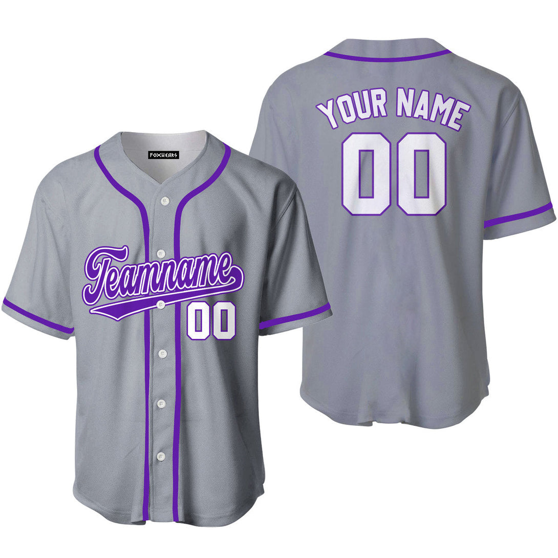 Custom Grey Purple White Baseball Jerseys For Men & Women