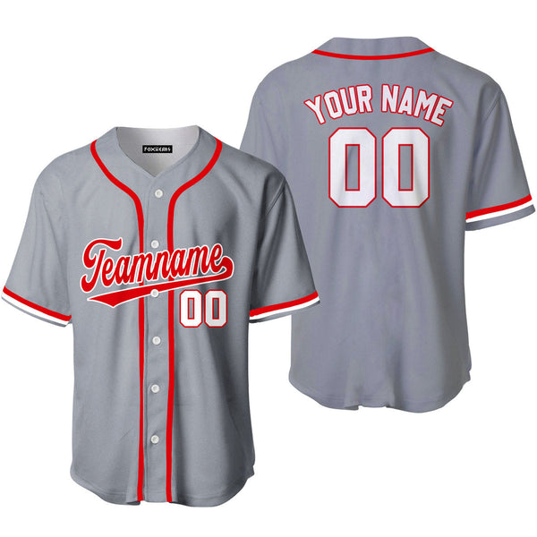 Custom Grey Red White Baseball Jerseys For Men & Women