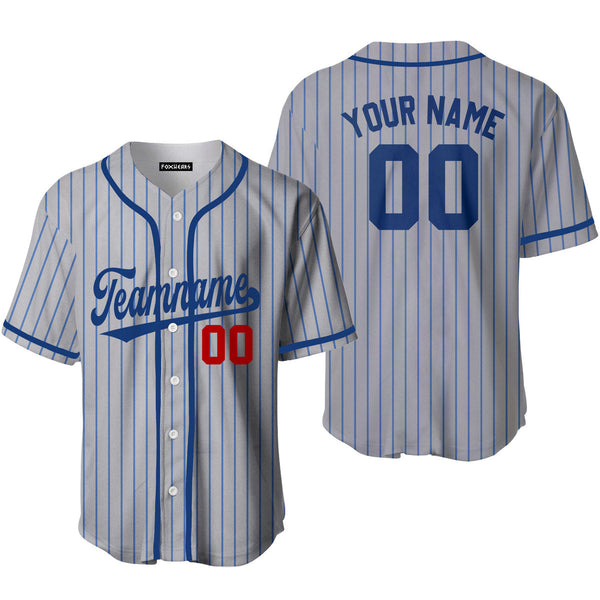 Custom Grey Royal Blue Pinstripe Red Baseball Jerseys For Men & Women