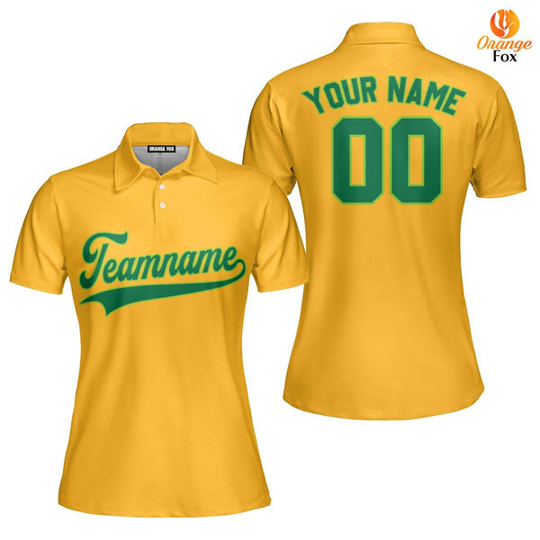 Custom Kelly Green And Gold Custom Polo Shirt For Women