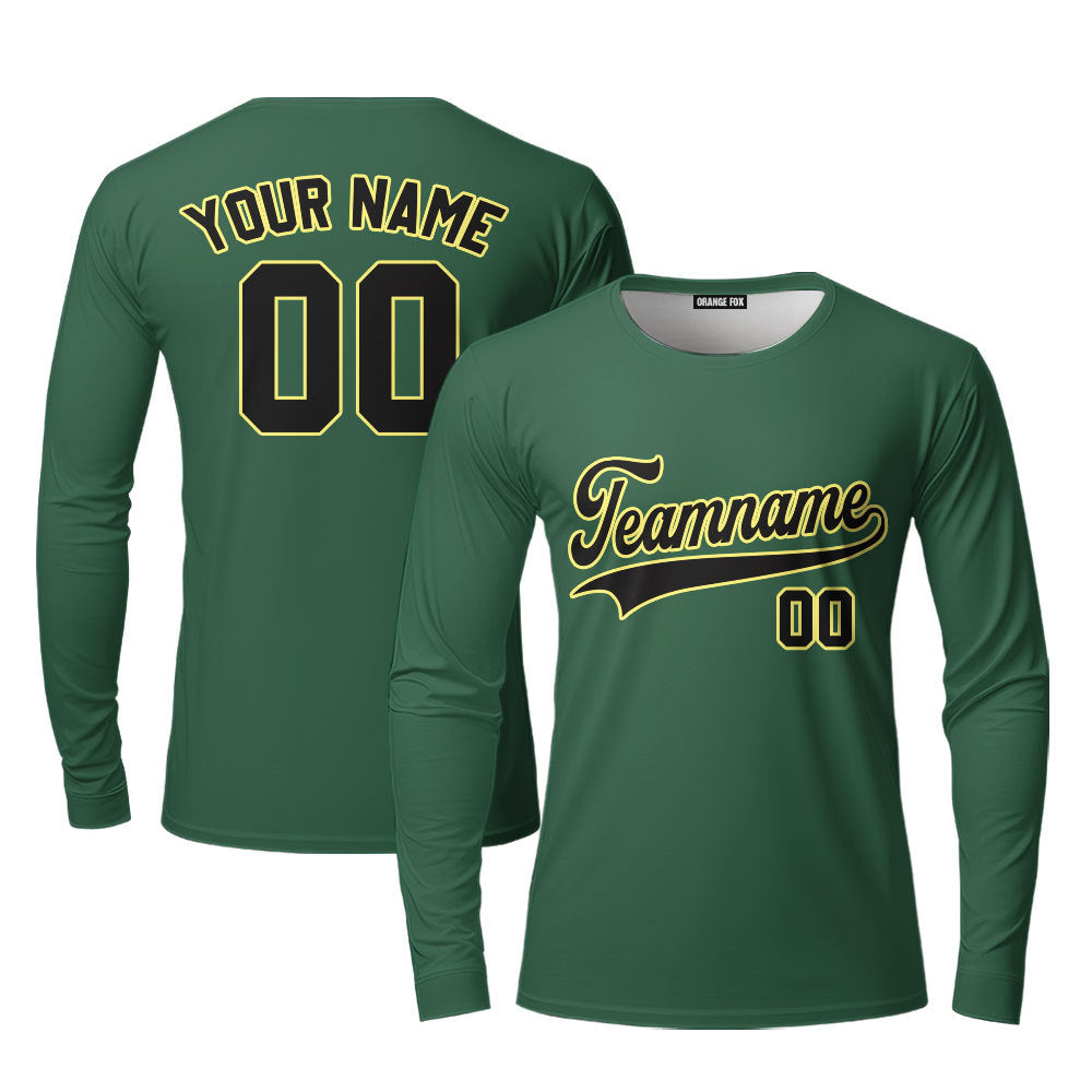 Custom Kelly Green Cream Custom Long Sleeve T-Shirt For Men & Women