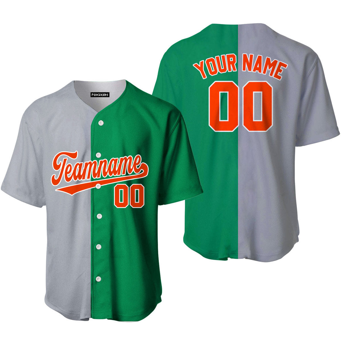 Custom Kelly Green Orange Gray Split Fashion Baseball Jerseys For Men & Women