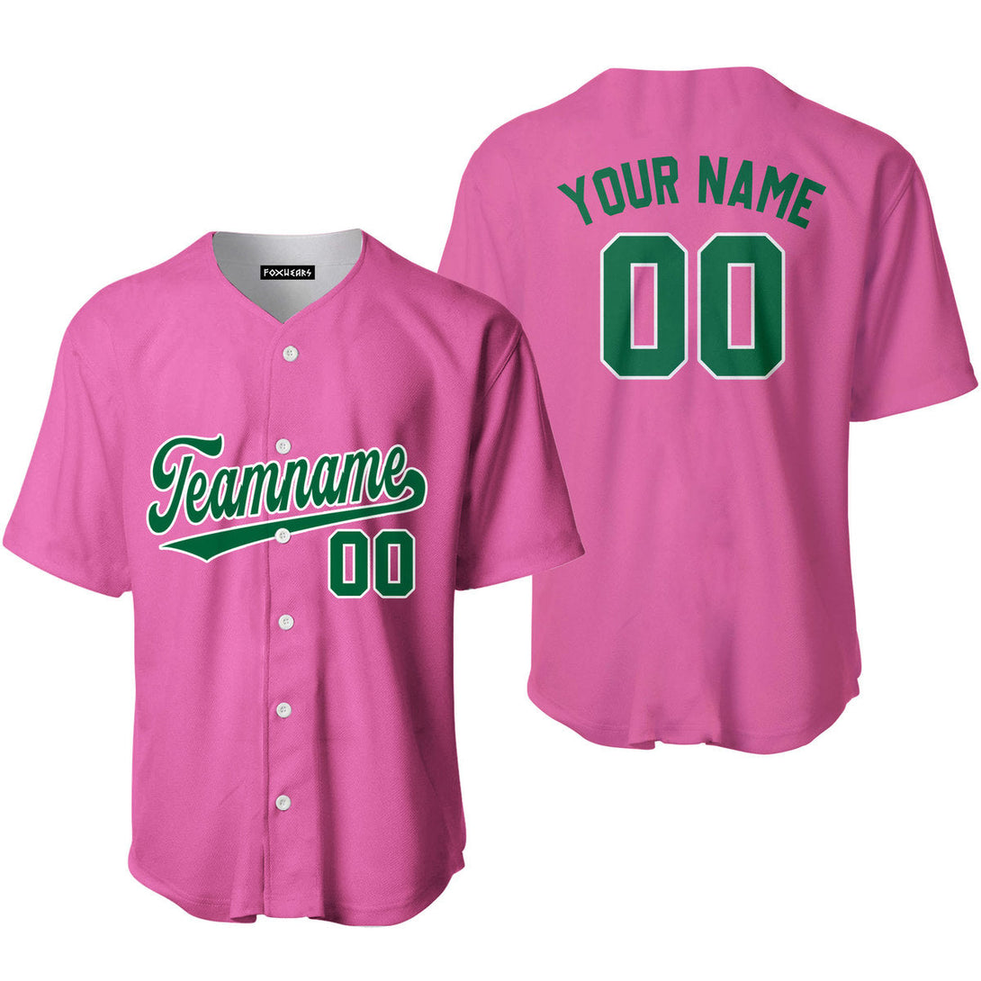 Custom Kelly Green White And Pink Custom Baseball Jerseys For Men & Women