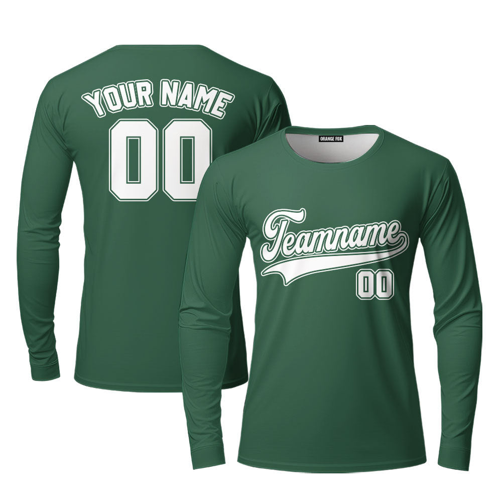 Custom Kelly Green White Custom Long Sleeve T-Shirt For Men & Women