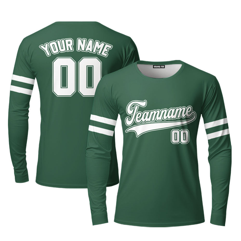 Custom Kelly Green White Custom Long Sleeve T-Shirt For Men & Women